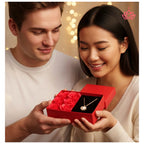 Luxury Heart Pendant Necklace with Preserved Rose Gift Box – Perfect Romantic Gift