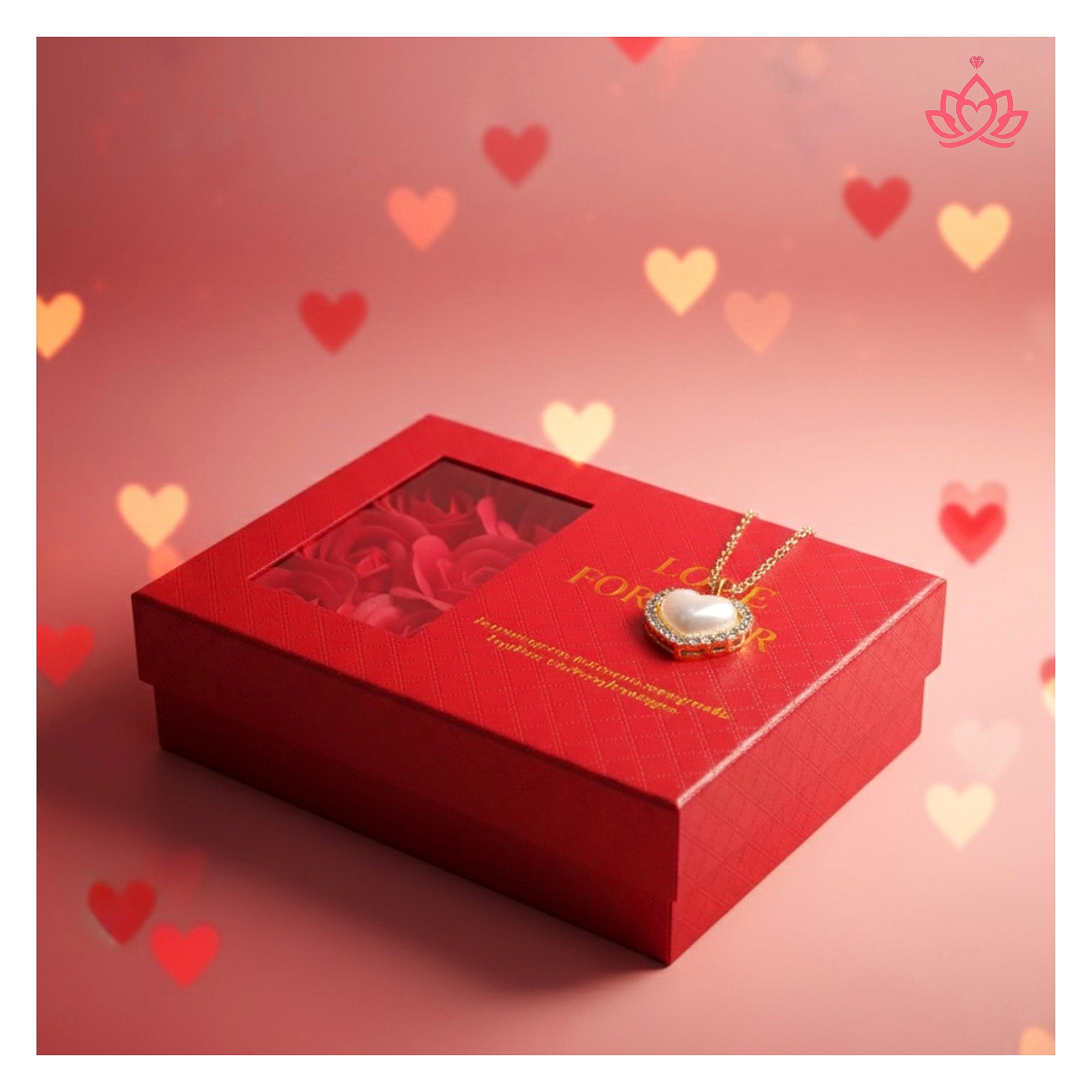 Luxury Heart Pendant Necklace with Preserved Rose Gift Box – Perfect Romantic Gift