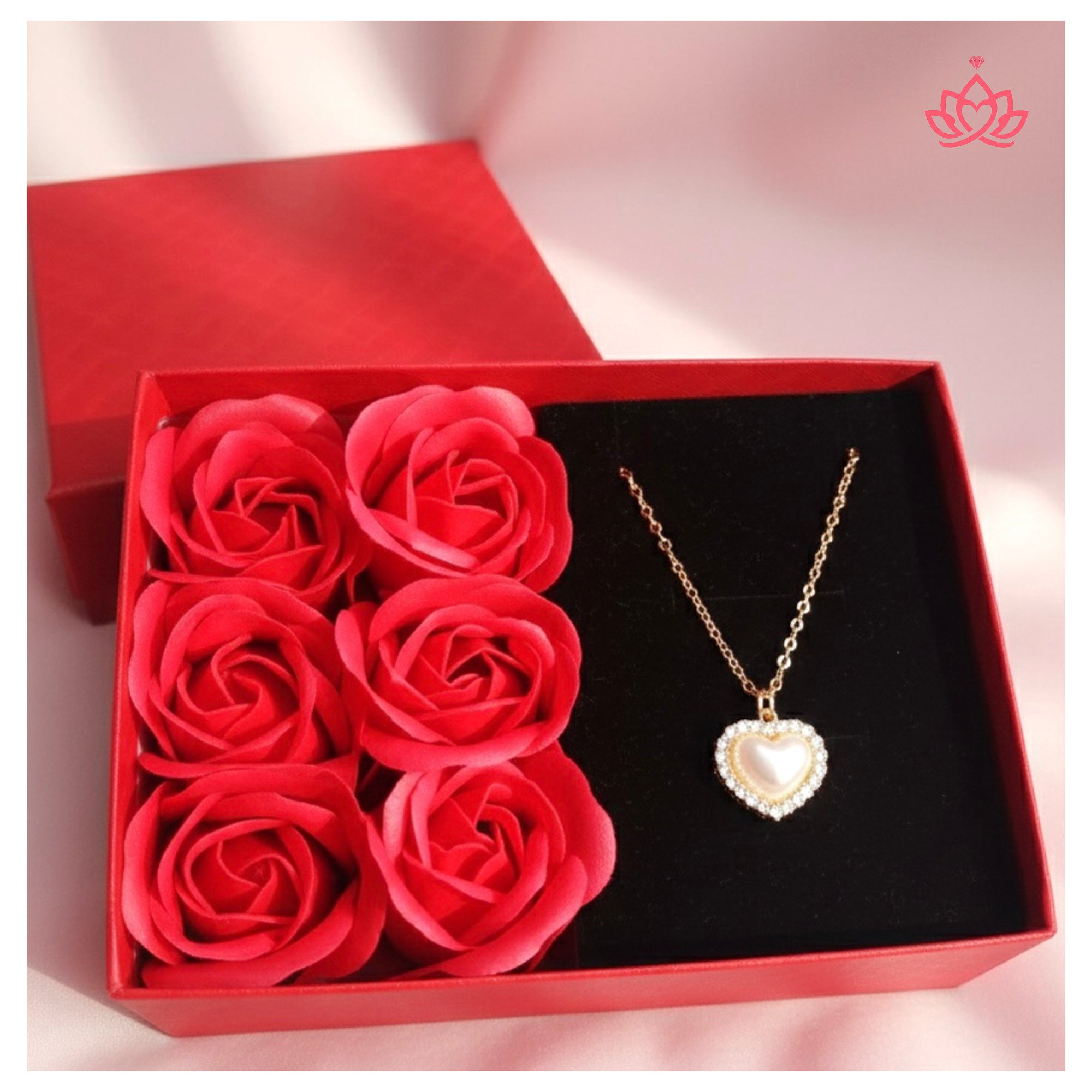 Luxury Heart Pendant Necklace with Preserved Rose Gift Box – Perfect Romantic Gift